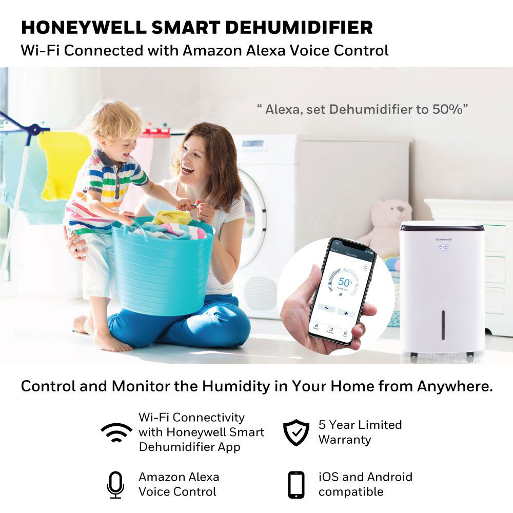 Honeywell Smart WiFi Energy Star Dehumidifier for Basements