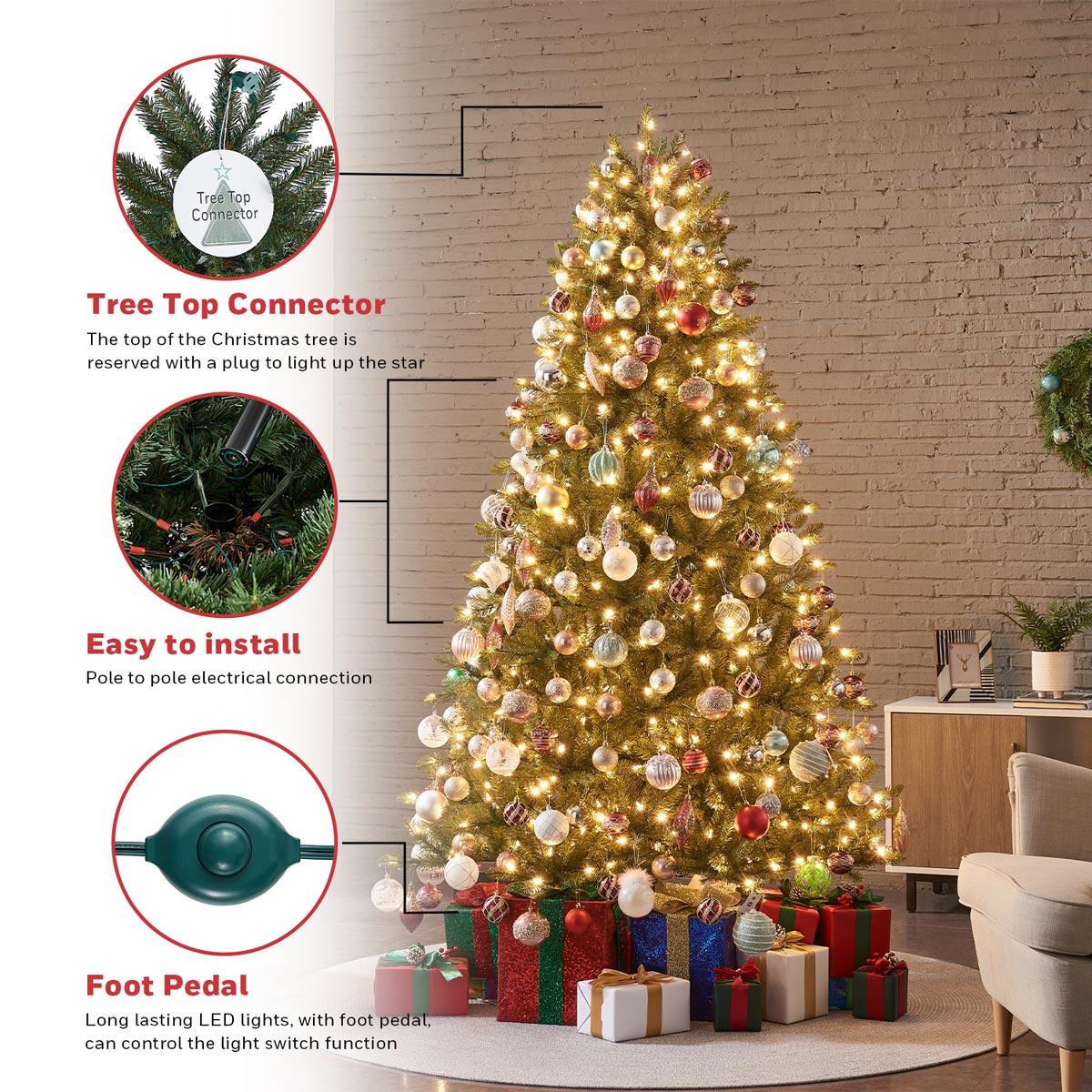 Honeywell 7 ft. Eagle Peak Pine PreLit Artificial Christmas Tree