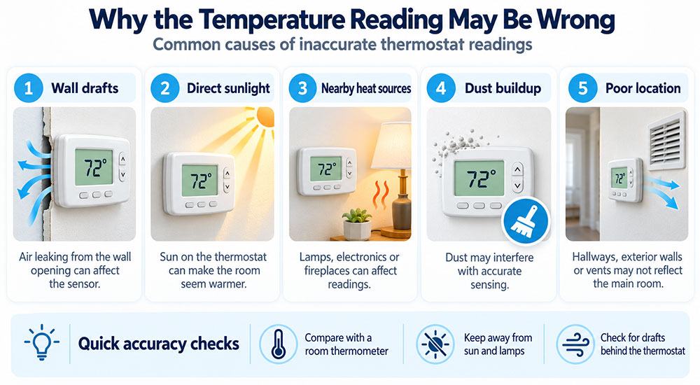 thermostat showing wrong temperature