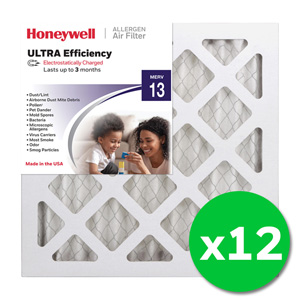 Honeywell 12x12x1 Ultra Efficiency Allergen MERV 13 Air Filter, 12 Pack