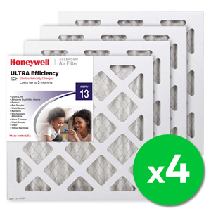 Honeywell 12x12x1 Ultra Efficiency Allergen MERV 13 Air Filter, 4 Pack