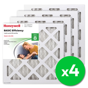 Honeywell 12x12x1 Standard Efficiency Allergen MERV 8 Air Filter, 4 Pack