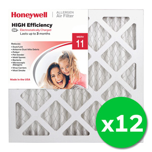 Honeywell 14x14x1 High Efficiency Allergen MERV 11 Air Filter, 12 Pack
