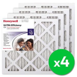 Honeywell 14x14x1 Ultra Efficiency Allergen MERV 13 Air Filter, 4 Pack