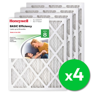 Honeywell 16x20x1 Standard Efficiency Allergen MERV 8 Air Filter, 4 Pack