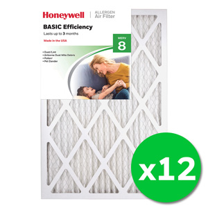 Honeywell 16x24x1 Standard Efficiency Allergen MERV 8 Air Filter, 12 Pack