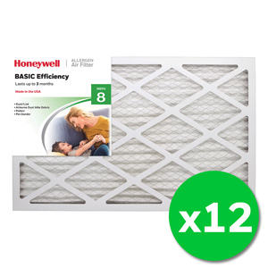 Honeywell 16x25x1 Standard Efficiency Allergen MERV 8 Air Filter, 12 Pack