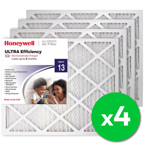 Honeywell 20x24x1 Ultra Efficiency Allergen MERV 13 Air Filter, 4 Pack