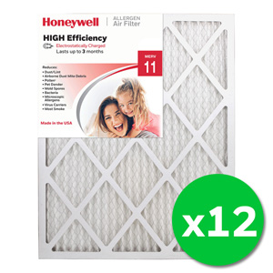 Honeywell 20x25x1 High Efficiency Allergen MERV 11 Air Filter, 12 Pack