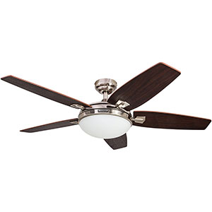 Honeywell Carmel Indoor LED Ceiling Fan with Light, Brushed Nickel, 48-Inch - 50196