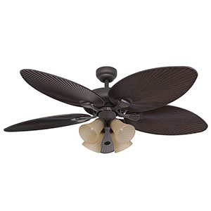 Honeywell Palm Island Indoor and Outdoor Ceiling Fan with 4 Lights, Bronze, 52-Inch - 50203