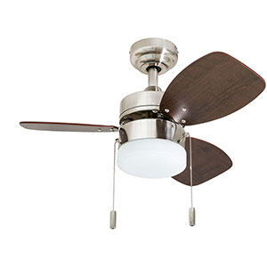 Honeywell Ocean Breeze 30-Inch Brushed Nickel Small LED Ceiling Fan with Light - 50601-03