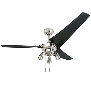 Honeywell 3 Blade Contemporary Phelix Indoor Ceiling Fan, Brushed Nickel, 56-Inch - 50611-03