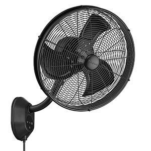 Honeywell Outdoor Wet-Rated Oscillating Wall Fan, 18-Inch - Matte Black