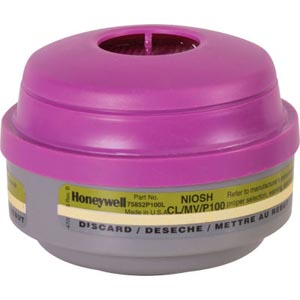 Honeywell North Chlorine/Mercury Vapor Respirator Cartridge and P100 Filter, 75852P100L