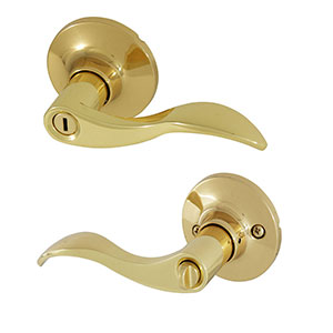 Honeywell Wave Privacy Door Lever, Polished Brass