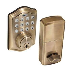 Honeywell Electronic Deadbolt Door Lock with Keypad, Antique Brass