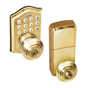 Honeywell Electronic Entry Knob Door Lock with Keypad, Polished Brass