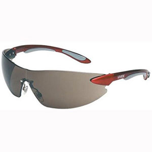Uvex Ignite Safety Eyewear, Frameless Design, Red/Silver, Gray Anti-Fog Lens