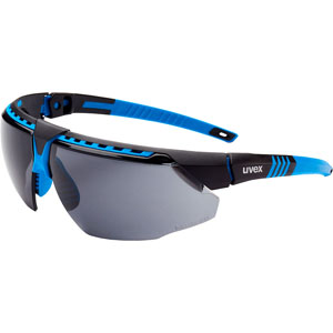 Uvex Avatar Safety Glasses Blue Frame with Gray with Anti-Fog Lens
