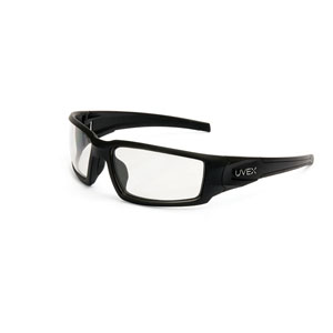 Uvex Hypershock Series Safety Glasses, Black with Clear Uvextreme Plus AF Lens