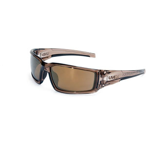 Uvex Hypershock Safety Glasses, Brown with Gold Mirror Anti-Scratch Lens