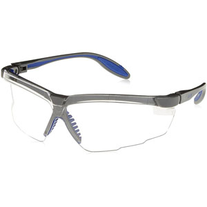 Uvex Anti-Fog Brow Foam Lining Wraparound Half-Frame Safety Glasses, Navy/Silver