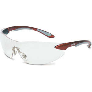 Uvex Ignite Wraparound Safety Glasses, Red with Clear Lens