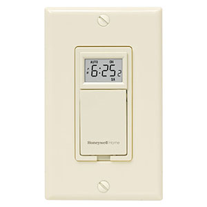 Honeywell Home 7-Day Programmable Light Switch Timer, Almond