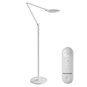 Honeywell Modern Adjustable Floor Lamp with Remote and Eye Protection, 2700k-5700k Color Temperature and 5 Brightness Levels, White - HWL-F01WT