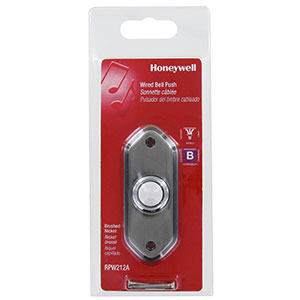 Honeywell Home Wired Push Button for Door Chime, Brushed Nickel