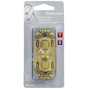 Honeywell Home Wired Push Button for Door Chime, Antqiue Brass