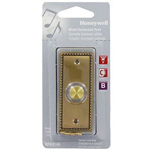 Honeywell Home Wired Illuminated Push Button for Door Chime, Brass